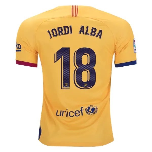 Camiseta Barcelona NO.18 Jordi Alba 2ª Kit 2019 2020 Amarillo
